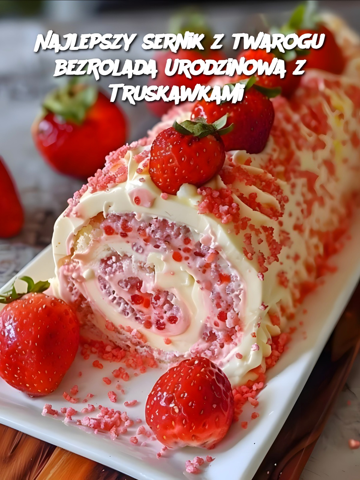 Rolada Urodzinowa z Truskawkami