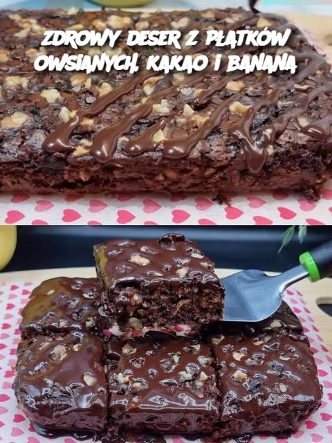 zdrowy deser z płatków owsianych, kakao i banana