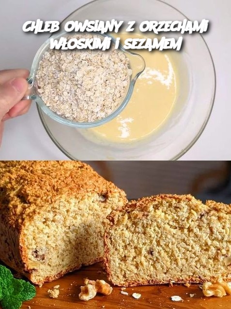 Chleb owsiany z orzechami włoskimi i sezamem