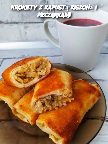 Krokiety z kapustą kiszoną i pieczarkami