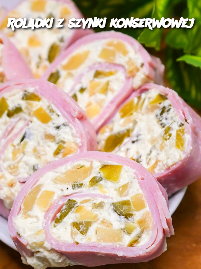Roladki z szynki konserwowej